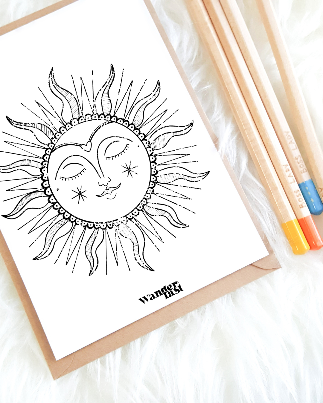 Dessin à colorier · Femme soleil Wanderlast