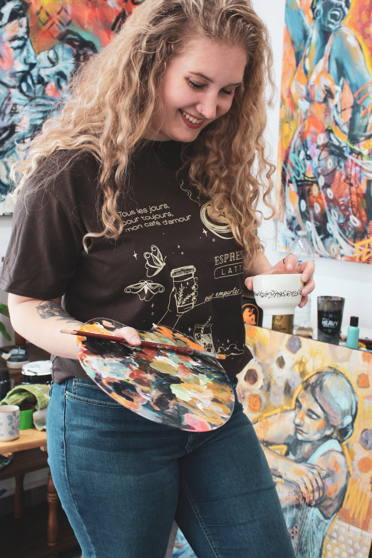 T-shirt oversized · Mon café d'amour